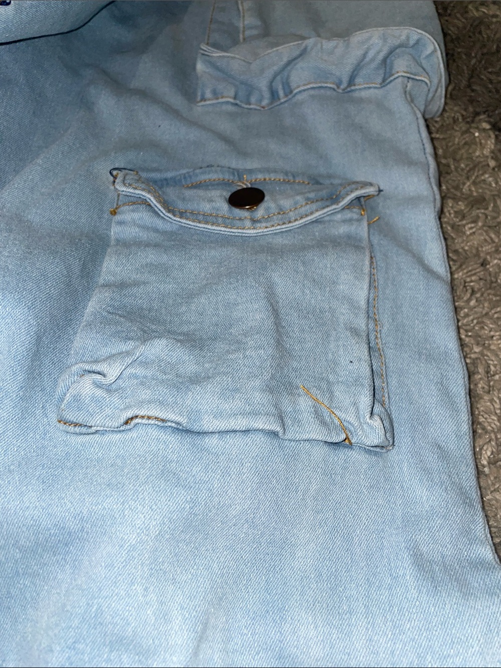 Daisy Wide Leg Cargo Jeans in Light Blue